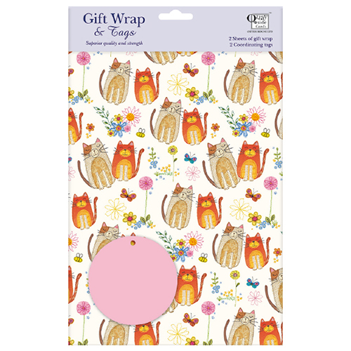 Stitched cats gift wrap and tags