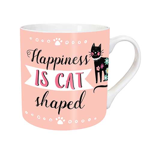 Happiness is cat shaped mug