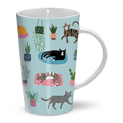 Cats & plants latte mug 