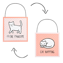 Cutie Cat Nap Time Reversible Hanging Door Plaque